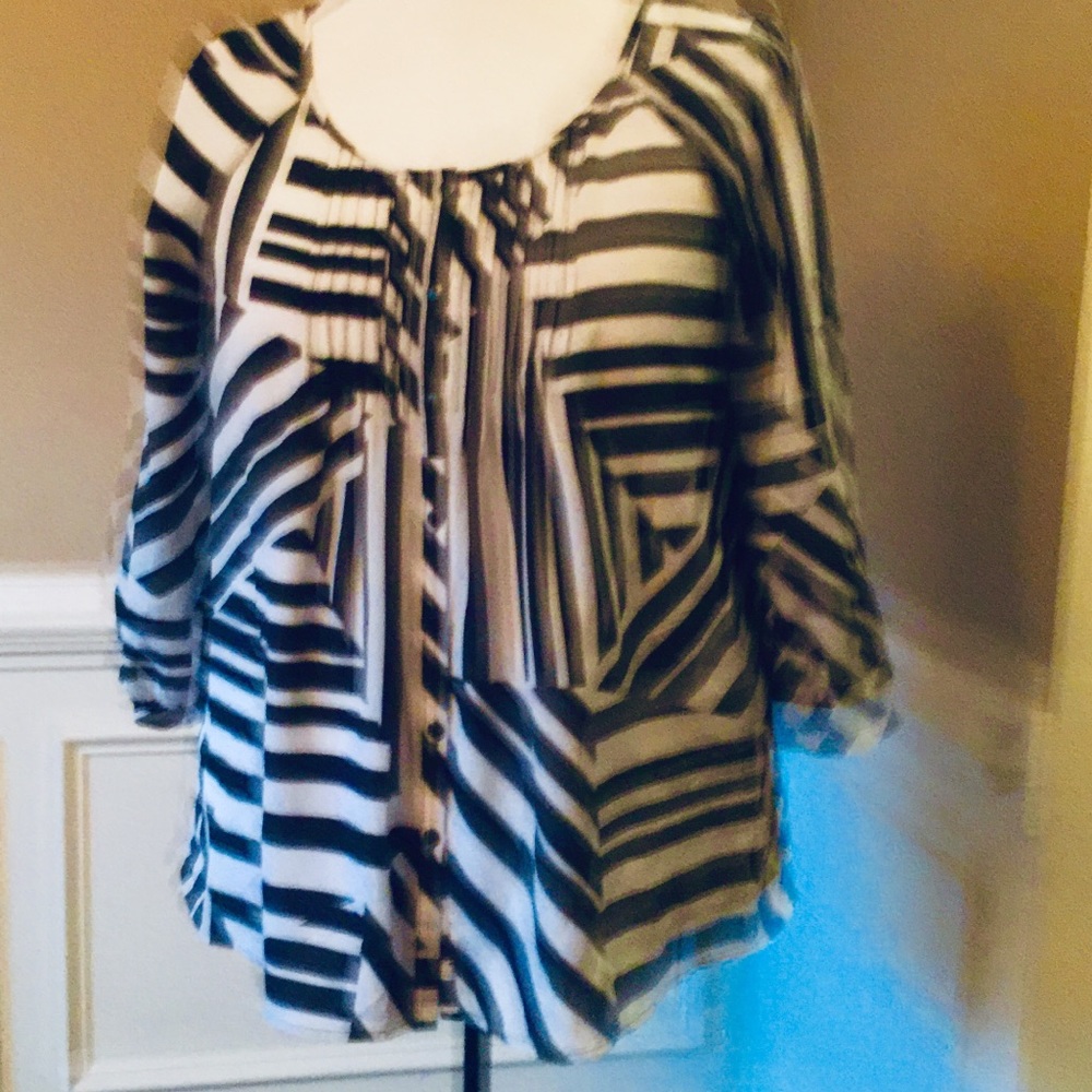 Diagonal Striped Button Down Blouse - image 2